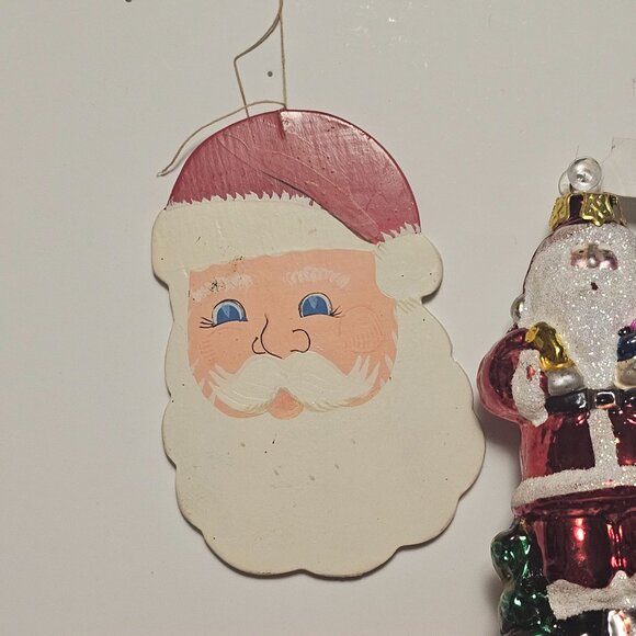 10 VTG Assorted Santa Christmas Ornaments Kurt Adler, Silvestri, Needlepoint - Picture 8 of 12